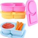 3 Pack Silicone Snack Containers with Lids, Reusable 2 Compartment Snack Containers, for Seasonings, Sauces and Fruits, Portable Mini Food Snack Box For Travel, Picnic, Office
