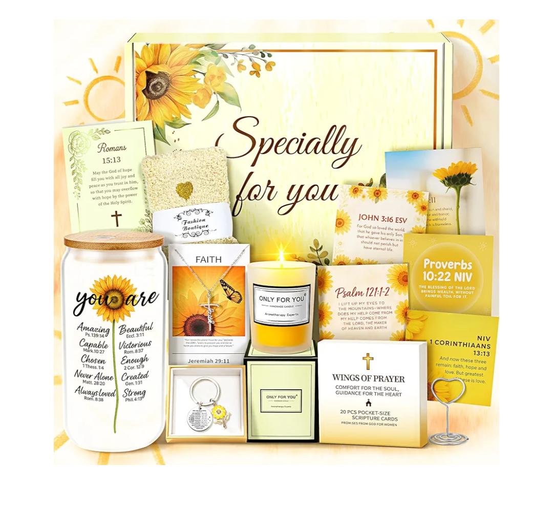 Christian Gifts For Women Faith -Inspirational Religious Birthday Gifts,Sunshine Box Spiritual Baptism Baskets for Her, Mom,Grandma,Wife,Mothers,Friend, Sister,Catholic&Encouragement Birthday Baskets