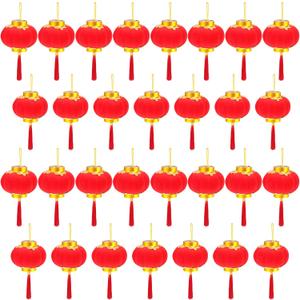 30 Pack Red Chinese Mini Lanterns Decorative Lucky Hanging Lanterns Decoration New Year Wedding Party Hang Mini Lantern Home Decoration for Chinese Spring Festival Lunar New Year