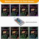 Slsy LED Writing Board 24"x16", Erasable Light-Up Message Display, 12 Colors & 26 Modes, Reusable LED Menu Sign with 8 Markers for Doodle, Illuminated Sign Board for Restaurants, Bars, Classrooms