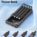 RONEGN Portable Charger with Built in Cable 20000mAh Fast Charging | Power Bank USB C Slim 22.5W LED Display Battery Pack 5 Outputs & 3 Inputs for Travel Essentials iPhone Samsung Phones Black