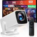 Mini Projector, Portable Projector 4K & Full HD 1080P Support, 270° Rotation Outdoor Projector, Movie Projector Compatible with Smartphone, TV Stick, Laptop, PS4, HDMI, USB