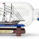 11inch Black Pearl Caribbean Pirate Dual Model Ship in a Bottle Glass Ornament Table top Nautical Home Decoration Mayflower USS Constitution USCG Eagle Gift for boy (Con-B-27)