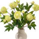 6 Pcs Yellow Artificial Peonies Flowers with Buds, 18.9" Silk Peony Bouquets Bulk for Home Decor Indoor, Lifelike Faux Peonies Stems for Wedding Table Centerpiece