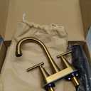 Bathroom Faucets for Sink 3 Hole, Hurran 4 inch Brushed Gold Bathroom Sink Faucet with Pop-up Drain and Supply Hoses, Stainless Steel Lead-Free Centerset Faucet for Vanity RV, 2 Pack