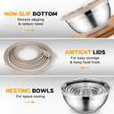 Onader Mixing Bowls with Lids Set of 6, Large Metal Nesting Mixing Bowls, Stainless Steel Non-Slip Salad Bowl Khaki Size 1, 1.5, 2, 2.6, 3.5, 7QT