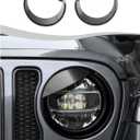 Hoolcar for JL Angry Eyes Headlight Trim Cover for 2018-2024+ Jeep Wrangler JL Gladiator JT, Front Headlight Frame Fit for Jeep Wrangler(Fit for Premium Version)