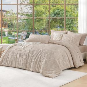 Andency Khaki King Size Comforter Set, 3 Pieces Boho Soft Bedding Set & Collections, Farmhouse Tufted Fluffy Warm Bedding Comforter Sets for King Bed (1 Comforter 104x90In, 2 Pillowcases)
