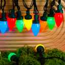 3 x C7 Bulbs Classic Christmas Lights - 50 LED 31ft Strawberry String Light - Extendable 8 Modes Funtion with Timer Fairy Lighting for Outdoor, Indoor, Party, Home, Tree Decorations (Multicolor)
