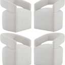 Upholstered Dining Chairs with Casters, Modern Barrel Side Armchair with Rollers for Dining Room, Bedroom, Kitchen, Reading Room, Linen, Assembly Required), Set Of 1