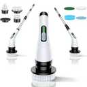 Electric Spin Scrubber for Bathroom: Shower Scrubber with Long Handle, Dual Speed Cordless Power Cleaning Scrub, 7 Brush Heads, IPX7 Waterproof Heavy Duty Cleaner Tools for Tub Tile Grout Wall