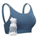 Momcozy Hands Free Pumping Bra, Adjustable Breast-Pumps Holding and Nursing Bra, Suitable for Breastfeeding-Pumps by Lansinoh, Philips Avent, Spectra, Evenflo and More (Blue, Large)