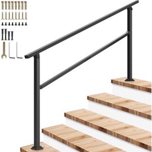 Hand Rails for Outdoor Steps, 5 Step Stair Railing Outdoor Porch Railing