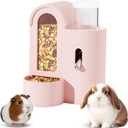 2 in 1 Rabbit Food Water Dispenser, Guinea Pig Water Bottle, Large Capacity Bunny Feeder for Cages, Automatic Bunny Feeder, for Rabbit Ferrets Guinea Pigs Small Animals (Pink, 2 in 1)