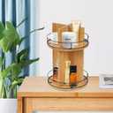 Thick&Thin Lazy Susan Organizer - 2 Tier Rotating Spice Rack for Cabinet, Wooden Rotating Organizer Pantry Kitchen Countertop Dining Table Cupboard Storage