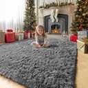 Amdrebio Grey Area Rugs for Bedroom Living Room, Fluffy Fuzzy Modern Rugs for Kids Room, Furry Floor Shaggy Throw Gray Carpet for Baby Nursery Preppy Dorm Office, Home Decor, Farmhouse Thick Rug 4x6