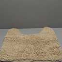 OLANLY Toilet Rugs U-Shaped 20x20, Extra Soft Absorbent Chenille Contour Bathroom Rugs for Toilet, Dry Quickly, Machine Washable, Non-Slip Bath Mat, Beige