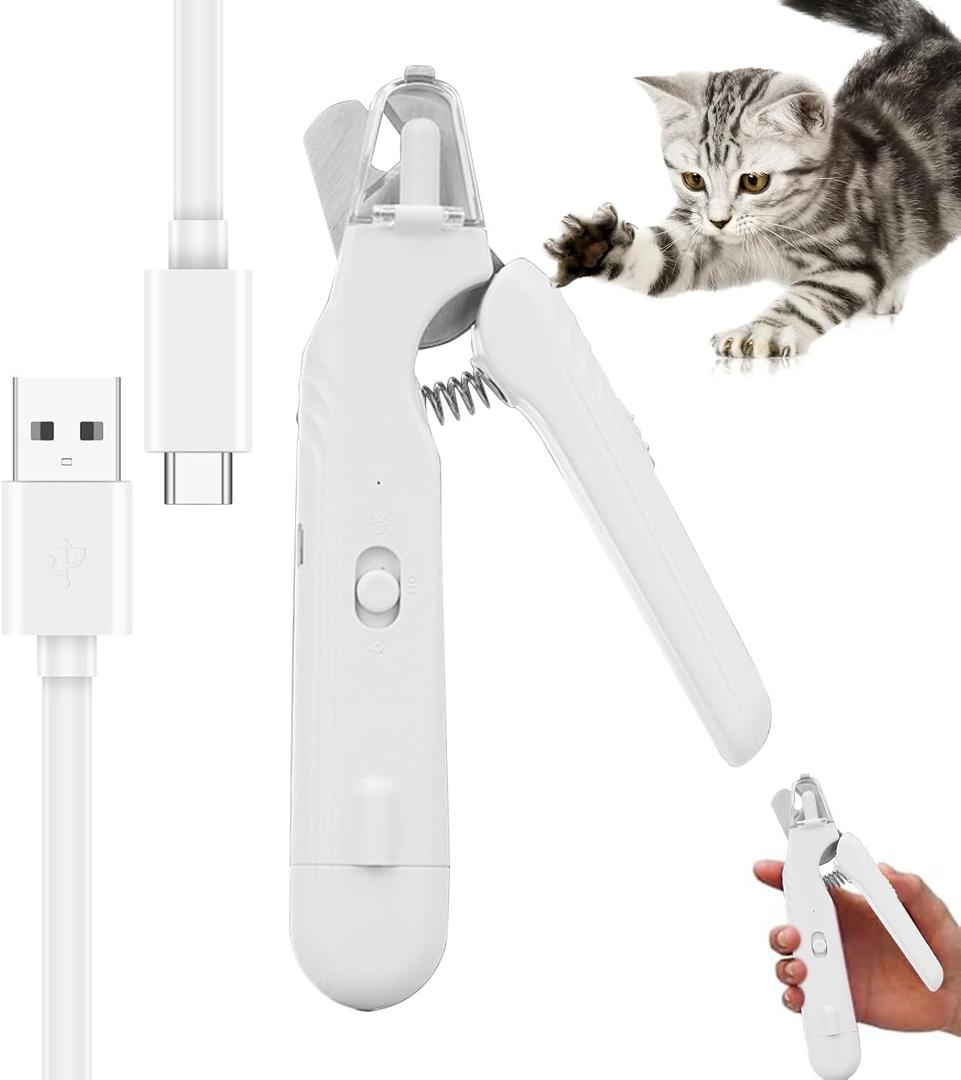 2-in-1 Dog Nail Trimmer & Grinder - 2 LED Lights, Ultra-Quiet, USB Rechargeable, Multiple Grinding Methods & Splash Guard, Nail Clippers for Small/Medium/Large Dogs & Cats (White)
