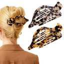 2 Pack Hair Clips for Women French Flat Claw Clips Celluloid Leopard Print Barrettes Nonslip Claw Clips Side Slide Volume Clips for Girls