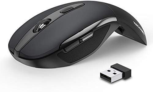 TECKNET Folding Wireless Mouse, 2.4G Travel Mouse Portable 3 Adjustable DPI 2000/1500/1000 Compatible with Notebook, PC, Computer, 2-Year Battery Life