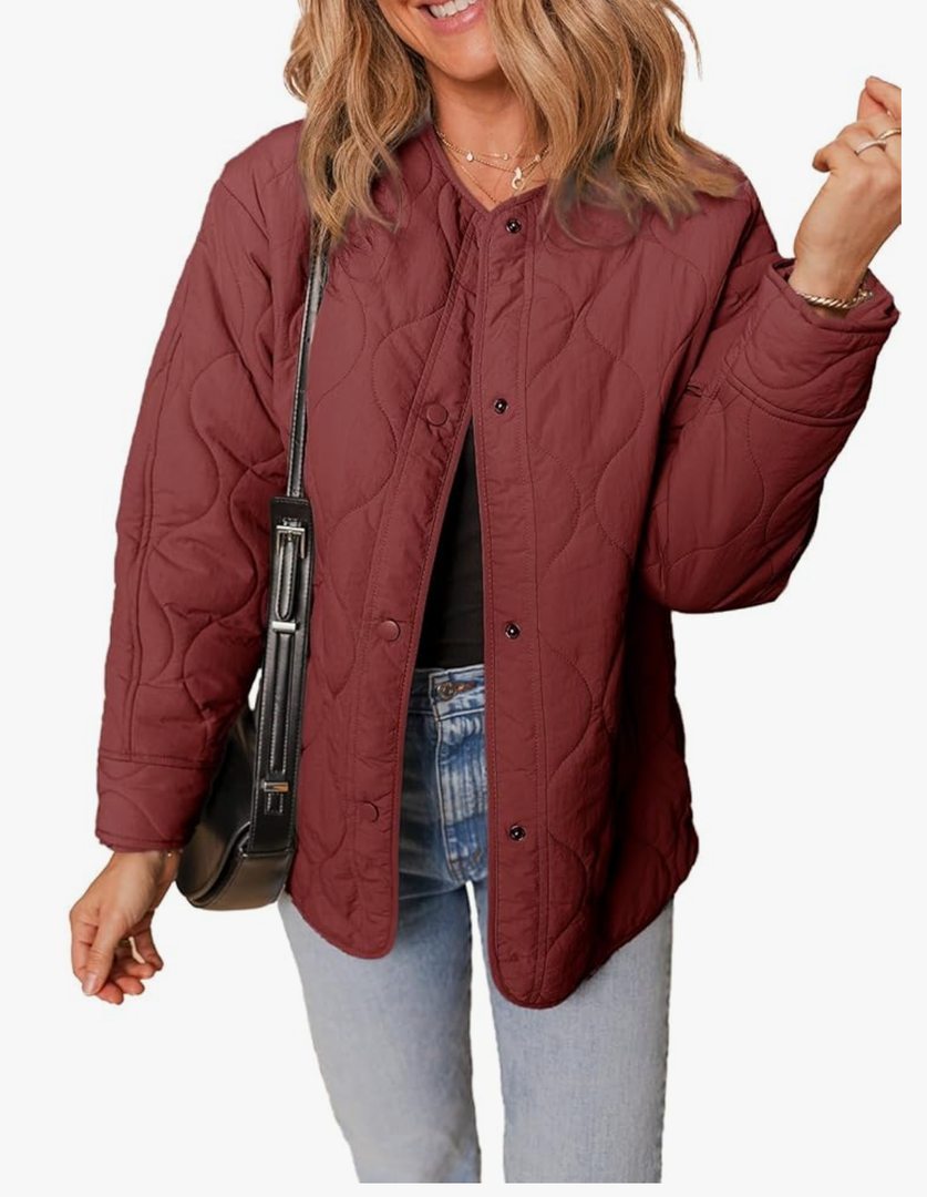 Dokotoo Womens Quilted Lightweight Jackets Button Down Puffer Jacket Coats Padded Outwear with Pockets XL