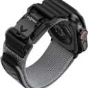 Bandletic Compatible with Apple Watch Band Men, Wide Stretchy Nylon Sport Loop with Magnetic Fidlock V-Buckle for iWatch 49mm(Ultra 3/2/1),46mm(11/10),45mm(9/8/7),44mm(SE3/SE2/SE/6/5/4),42mm(3/2/1) (Dark Gray)