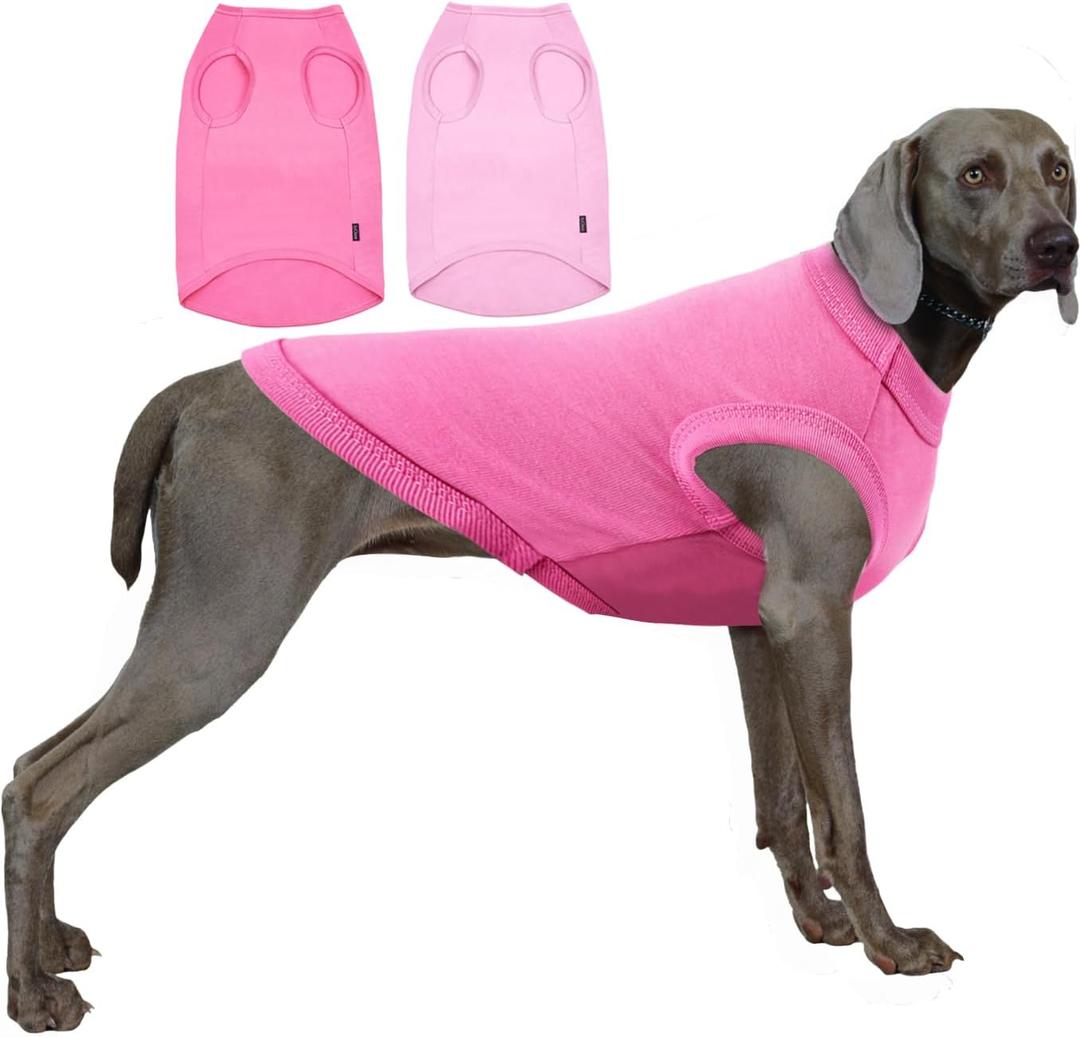 2 x Dog Pink Shirt for Large Dogs,Blank Plain Pink Cotton Shirts for Labrador,XXL Pink Rose