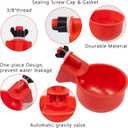 Chicken Automatic Waterer Kit for Poultry Float Style Gravity Water Feeder Drinking Cup Bowl 5 Gallon with Mounting Hole Opener, 12 Pack