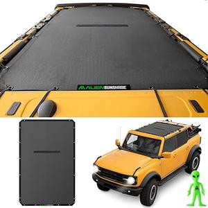 Alien Sunshade for Ford Bronco Sun Shade Black (2021-2025) - Full Length for Bronco Sunshade Bimini Top Accessories 4 Door Premium Mesh Bikini Roof Top Shade Screen Blocks UV, Wind & Noise