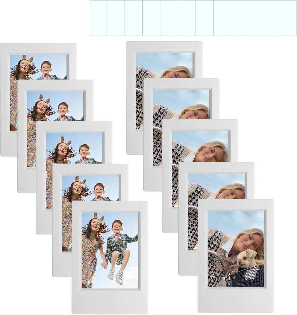 WOGOZAN 2x3 Mini Picture Frame for Fujifilm Instax Mini 13/12/11/41/40/SE/EVO Classic Polaroid Frames 2.15x3.4 Inches Photo Wallet Sized Picture Frame with Protective Film (Grey) (10 Pack)