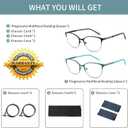 Progressive Multifocal Reading Glasses Women Cat Eye No Line Multifocus Transition Blue Light Reader Lady Metal Frame, Black & Green, 1.75 Diopters