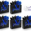 Epoesch 5 Senses Gift Bags for Him With Labels - Includes Tissue Paper & Greeting Card, Unique Birthday, ValentineS Day, Anniversary, Wedding Gifts for Boyfriend, Bf or Husband (Black with blue lettering)