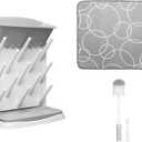 Ubbi Vertical Bottle Drying Rack, Bottle Brush & Microfiber Drying Mat Bundle, Newborn Baby Essentials, Baby Registry Must Haves, New Parent Gifts, Gray (One Size)