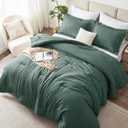 CozyLux Oversized King Comforter Set 120x98, Heathered Dark Green, 3 Pieces