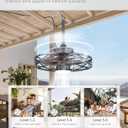 20" Gazebo Fans Outdoor Hanging, Caged Ceiling Fan with Light and Remote | Waterproof, Plug in, 15W Dimmable LED Light, Quiet DC Motor, Reversible Airflow for Outside Patio Pergola Porch, Medium