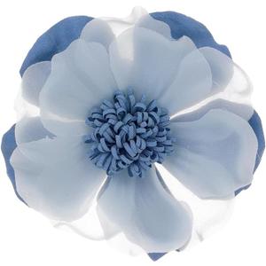 Handmade Blue Flower Brooch Pins, 2 in 1 Literary Fabric Blove Camellia Corsage for Women Dress Hair Accessories