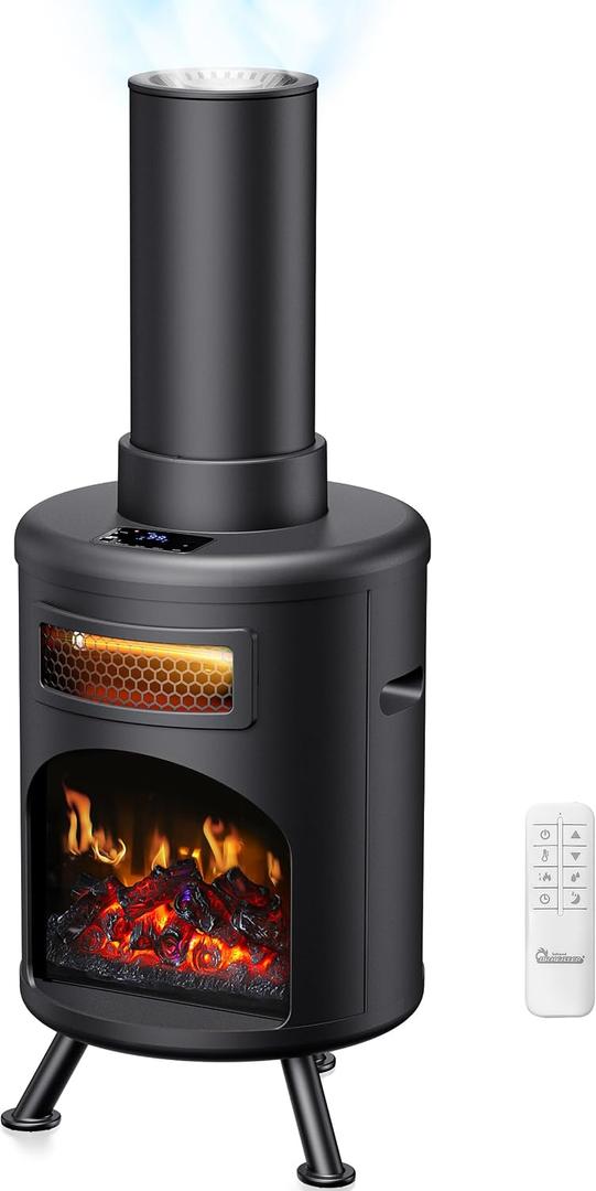 DR. INFRARED HEATER DR-991 Portable Electric Fireplace Space Heater w/Humidifier & Remote, Infrared Heat, 3D Flame Effect, Timer, Quiet, 1500W, ETL Listed, Freestanding, LED Display