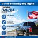 ZMTECH 5FT One Piece Heavy Duty Stainless Steel Flag Pole for Outside House,Flag Pole for Truck,Jeep,Porch,RV,Boat,Wall & Vehicle Use Silver(Without Bracket)