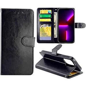 WIKUNA Case for iPhone 13/13 Mini/13 Pro/13 Pro Max, Flip Wallet Leather Case with Card Slot with Shockproof TPU Shell Kickstand Magnetic Closure (Color : Preto, Size : 13pro max 6.7")