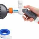 Havawish Pool Filter Cartridge Cleaner with Soap Dispenser Plumber Tape Set Scrubber Brush Wand for Spa Pool Filters Cleaning Kit Hot Tub Fits 3/4" Garden Hose