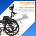 Medline Reclining Wheelchair, 18", with Elevating Leg Rests, Durable Vinyl, 300 lb. Weight Limit, Reclines 90 to 140 Degrees