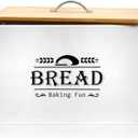 Jolitac Farmhouse Style Bread Box for Kitchen Countertop - Space-Saving Bread Storage Container with Wood Lid | Rustic Vintage Organizer for Small Kitchens & Countertop Gift (12.2L x7.5W x8H)