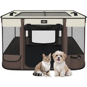 Paw Ballet Foldable Pet Kitten Playpen, Upgrade Waterproof Portable Dog Cat Playpen Kennel Tent for Small Cat Dog, Retractable Shade Cover with Carrying Case, Indoor Outdoor Use for Small Pet.