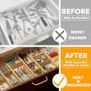SpaceAid Bamboo Drawer Dividers with Inserts and Labels, Kitchen Adjustable Drawer Organizers, Expandable Organization for Home, Office, Dressers, 10 Dividers with 24 Inserts (17"-22" Natural)