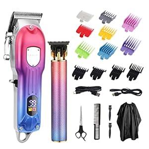 Lanumi Men Hair Clippers & Trimmers Set Cordless Barber Clipper for Hair Cutting Kit with Colored Guide Combs Professional Beard Trimmer Barbers USB Rechargeable