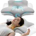 Adjustable Cervical Neck Pillow for Sleeping, Memory Foam Nuzzle Pillow for Back and Shoulder Pain Relief, Ergonomic Contour Side Sleeper Pillows for Neck Support with Armrest