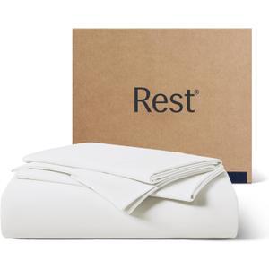 REST Evercool+ Starter Sheet Set, Queen, White, Breathable Bed Sheets for Hot Sleeper and Night Sweats, with Pillowcases, with Ionic+ Self-Cleaning Silver Yarn for Sensitive Skin, 3PCS No Flat Sheet