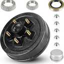 Trailer Brake Drum Kit, 5-Hole on 5" Bolt Circle Brake Drum for 3500 lb Axles, Replacement of 10" x 2-1/4" Brake Hub Drum Assembly for Rvs, Trailer and Semi Truck