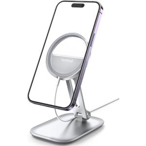 Lamicall Phone Stand for Apple 15W MagSafe Charger - Dual Hinge Collapsible Adjustable Charging Holder Dock for Desk Nightstand, Fit for Airpods, iPhone 17/16/15/14 Series[Only Stand]