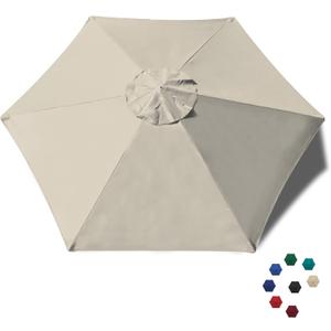 EliteShade USA 7.5FT Replacement Covers 6 Ribs Market Patio Umbrella Canopy Cover (CANOPY ONLY) (Beige)